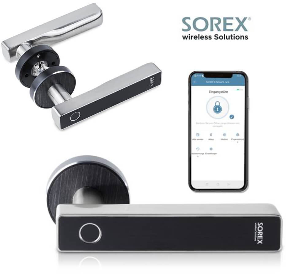 Sorex Flex Bluetooth Türgriff mit Fingerprint in silber
